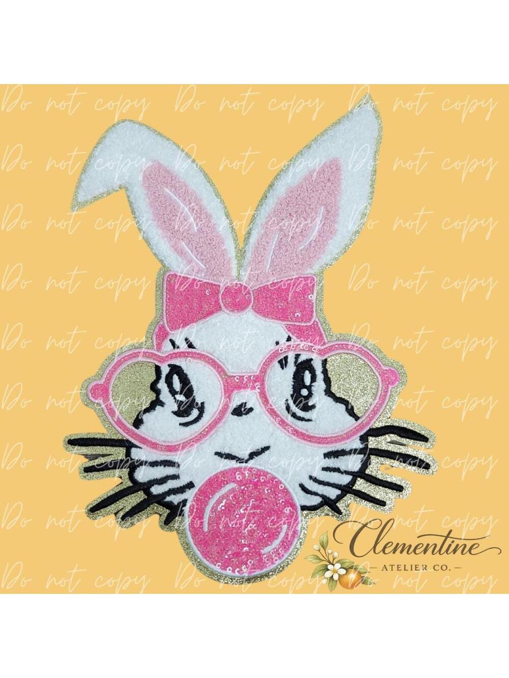 Bunny Easter Large Bunny Chenille Iron-on Patch